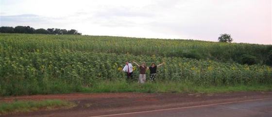 Campo de girassóis com Sister Fletcher e Elder Coelho